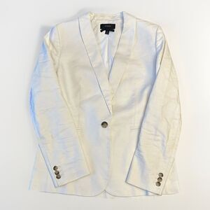 J.Crew Parke Blazer Stretch Linen Women's Size 8 White Fully Lined H9710